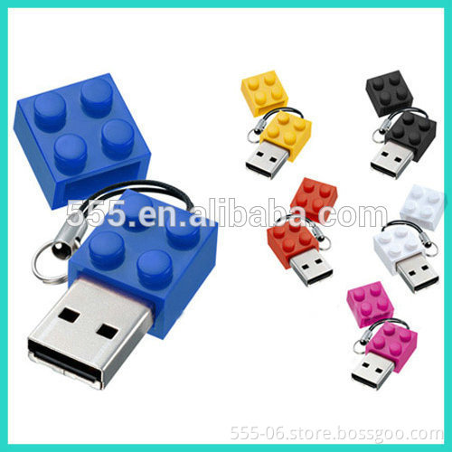 Wholesale mini toy bricks shaped USB flash drive, plastic block usb drive in multi color 32GB